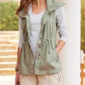 Soft Surroundings Astoria Light Green Utility Hooded Vest